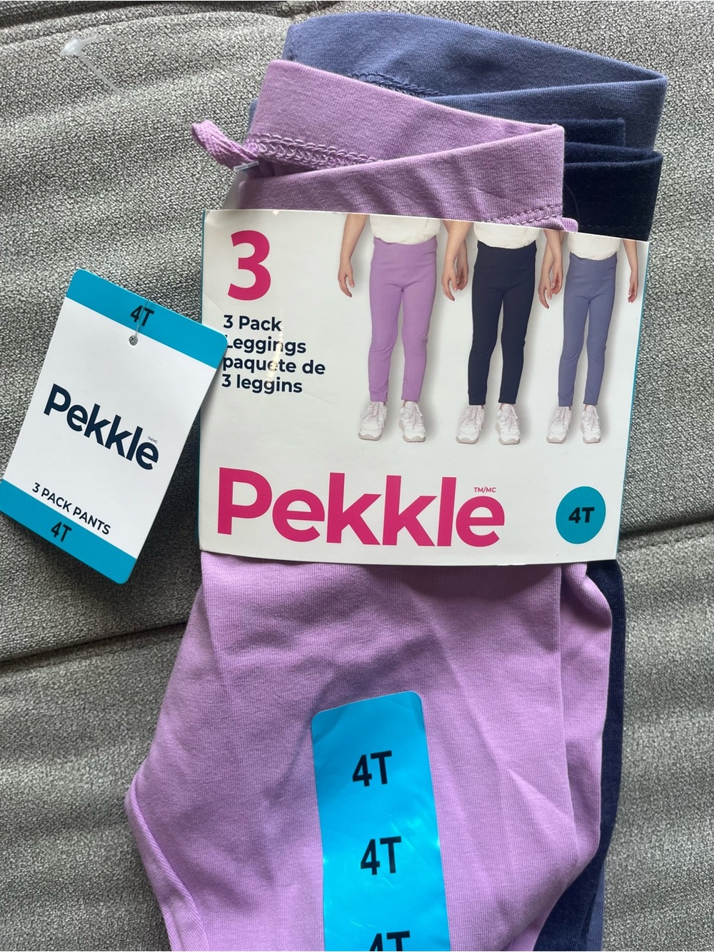 NWT Pekkle 3 Pack Leggings Girl Pants 4T Pink Blue